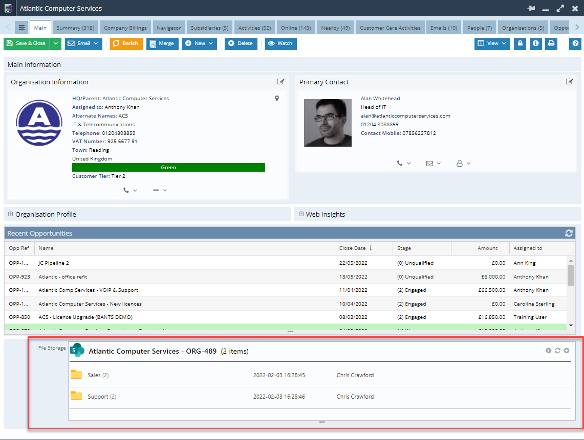 Using SharePoint File Storage Workbooks CRM